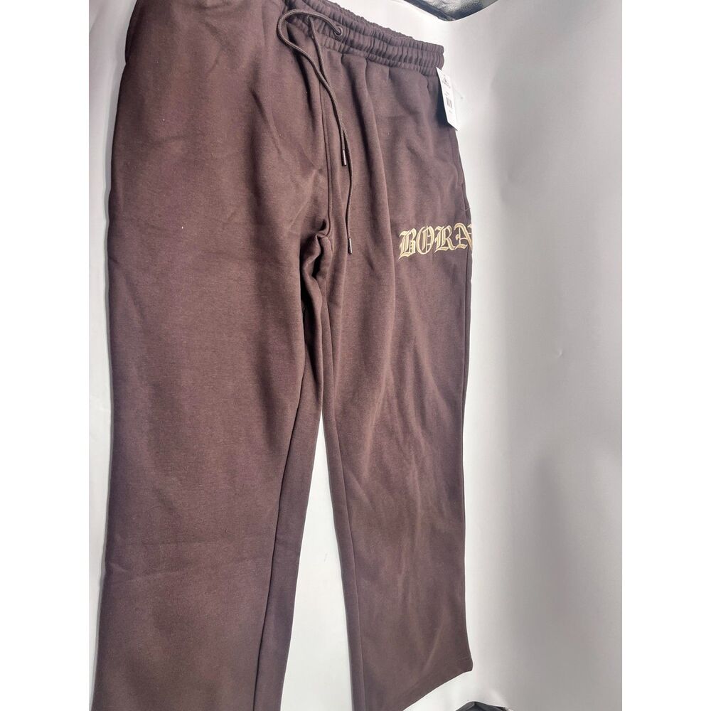 BORN FLY Sports Sweatpants Brown Fleece Lined Warm Loose